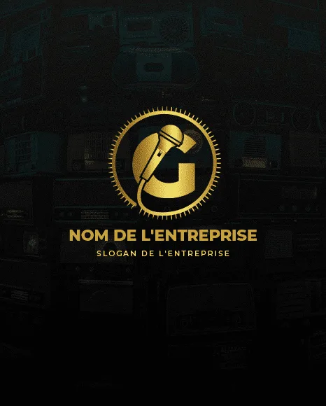 Logo Premium Lettre G – Microphone Or | Musique & Podcast