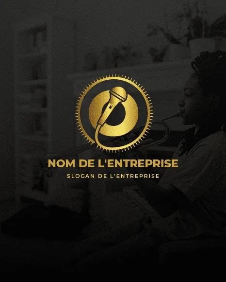 Logo Premium Lettre O – Microphone Or | Musique & Podcast