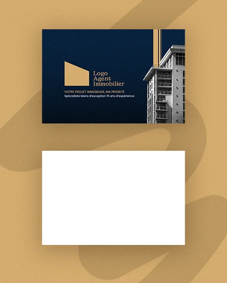 Carte de Visite Immobilier Luxe – Bleu Nuit et Or (Gabarit PSD)