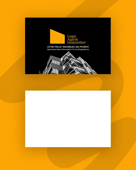 Carte de Visite Immobilier Design Moderne – Fond Noir et Jaune PSD