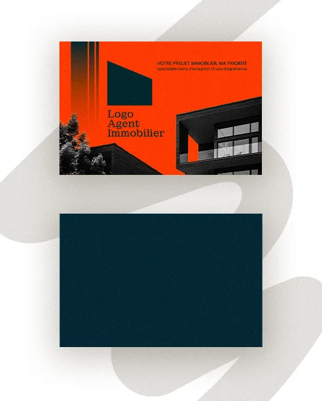 Carte de Visite Promoteur Immobilier – Design Orange Flashy & Noir PSD