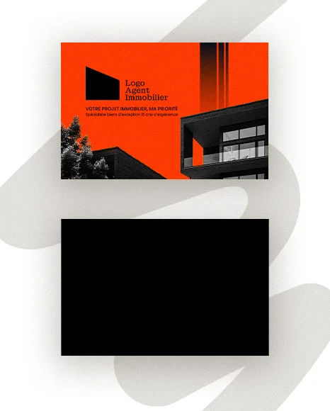 Carte de Visite Courtier Immobilier – Template Créatif Orange et Anthracite