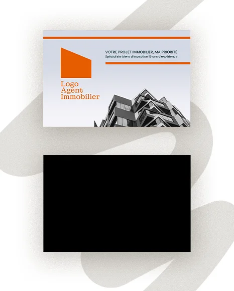 Carte de Visite Chasseur Immobilier – Design Sobre Gris et Lignes Orange PSD