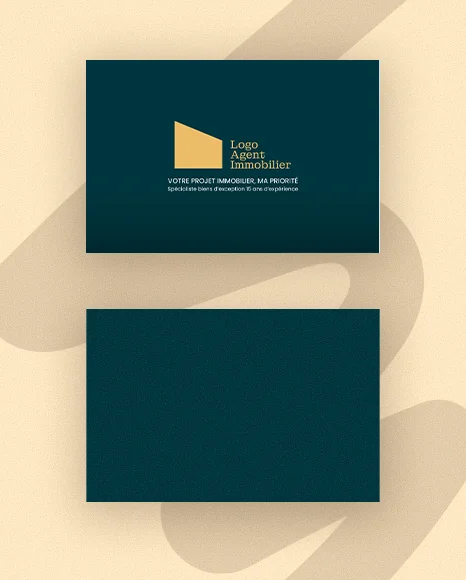 Carte de Visite Agence Immobilière Luxe – Design Épuré Bleu Nuit Mat PSD